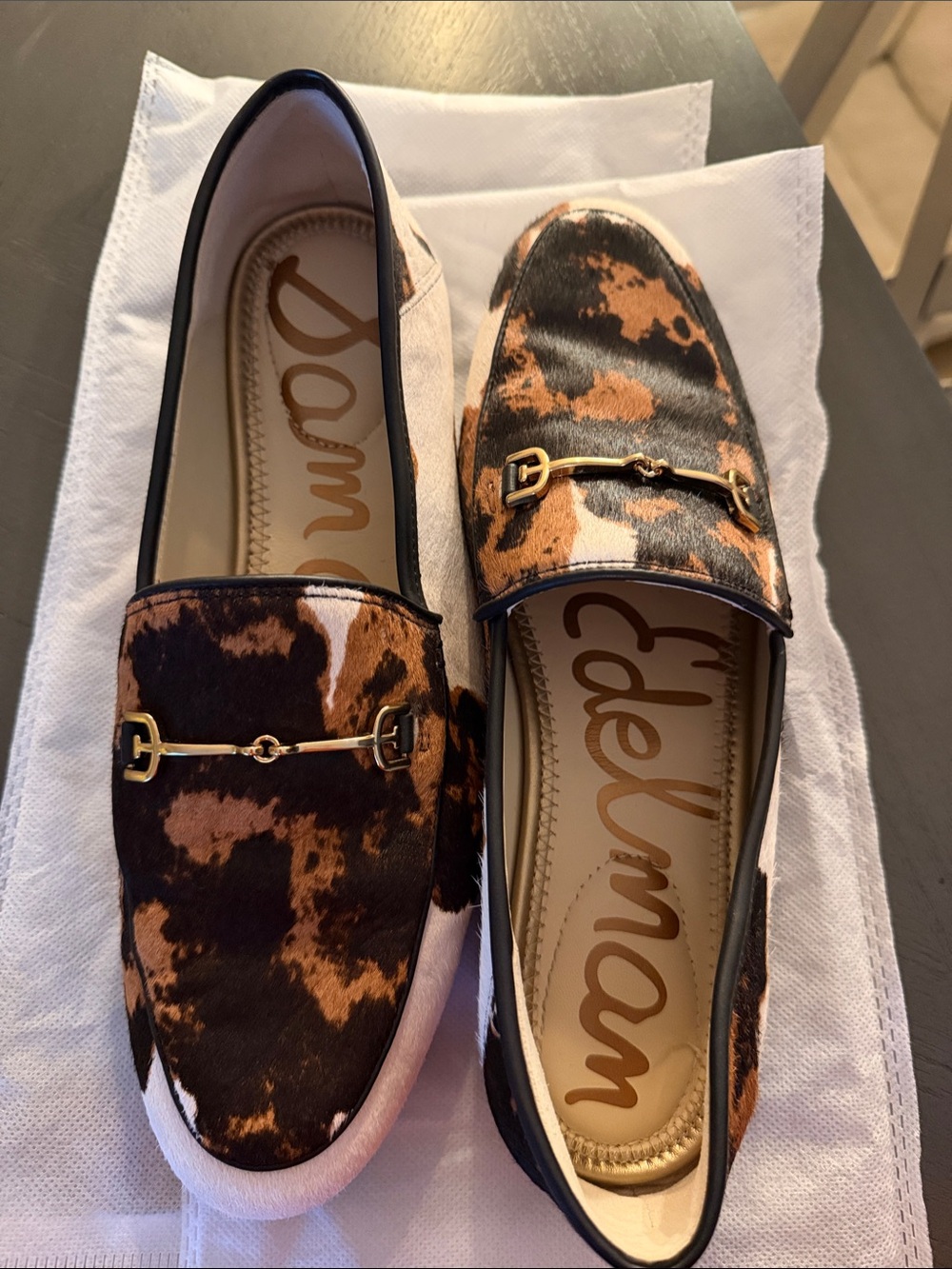 Sam Edelman Leopard-Pattern Horsebit Loafers in Brown and Black
